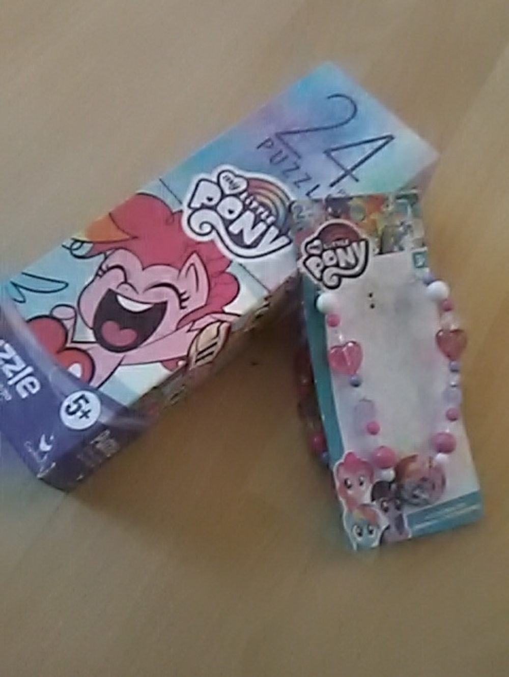 💲3⃣▶▶My Little Pony Pastel Puzzle with Pink Bead Heart Necklace